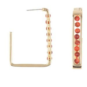 Vince Camuto Genuine Carnelian Rectangle Hoops
